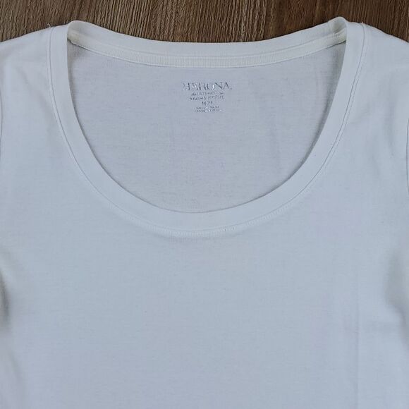 💜Merona White Ultimate Tee Scoop Neck Short Sleeve Top Medium - Picture 3 of 7